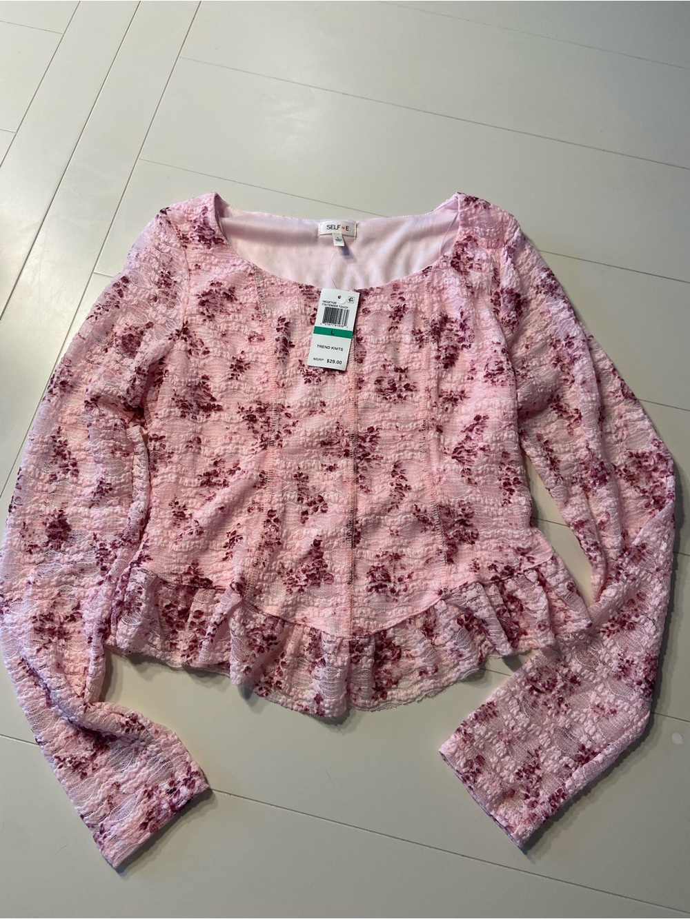 Juniors size Large lace pink/mauve blouse
